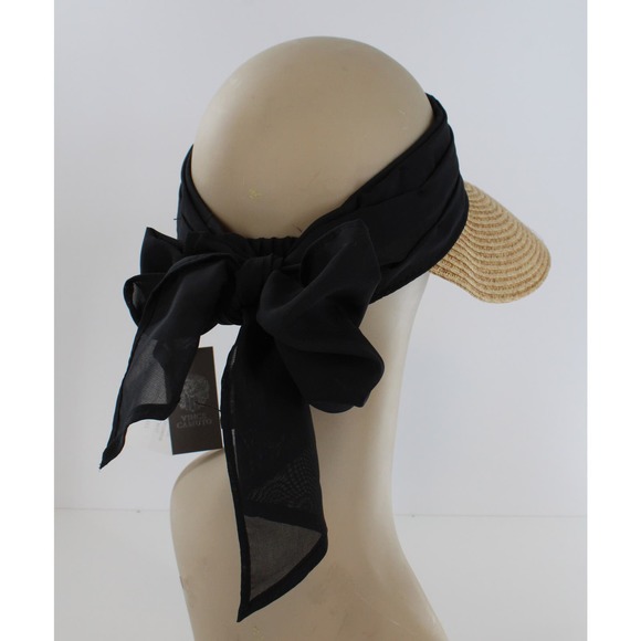 Vince Camuto Natural Sun Visor with Elastic Back & Bow $38 Tags  $38 Tag #HT230 - Picture 3 of 4